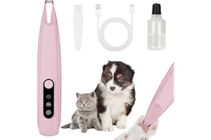 OFFCUP Maquina Cortar Pelo Perros, Cortapelos para Perros y Gatos, Recortadora de patas de Perro, Cortapelos para Mascotas, Pantalla inteligente con luz LEDGatos, Patas, Orejas, Cara-Rosa