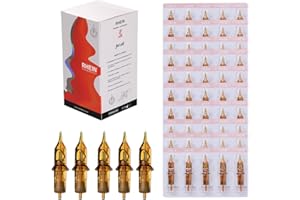 HAWINK Aghi Cartuccia Tattoo #10 Bugpin 3 Round Shader M-Taper 50PCS con Membrana Professionale Monouso EN02-50-1207RS