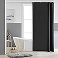 Furlinic Stall 33 inch Width Shower Curtain Mould Proof Resistantand Waterproof Washable Fabric Black Bath Curtains with Weight Tape 6 Hooks,33x72 Inch.