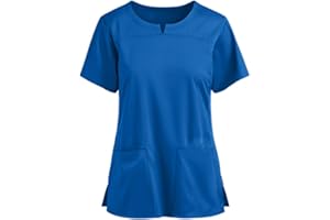 PJQQ Scrub Top,Women's Workwear Tops Stretch Mock Wrap Shirt Short Sleeve V-Neck Mock Wrap Top Working Uniform Comfortable Loose Women Shirt