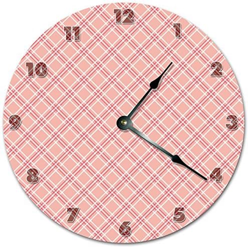 NVBFH43545 Criss Cross Pattern Seamless Wooden Wall Clock Silent Modern Wall Clock for Living Room Bedrooms Children Rooms Wall Art 12x12 in