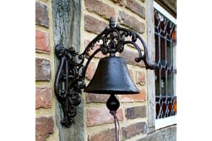 Antikas Cloche de jardin de style maison de campagne - Cloche de porte avec beau bras de maintien - Superbe son