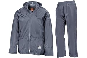 Traje de agua de dos piezas - Pantalón y Chaqueta + Bolsa [ StormDri 2000 Tech ] Pro Chubasquero Impermeable 3M Scotchlite Reflectante - Result (L, Azul Marino)