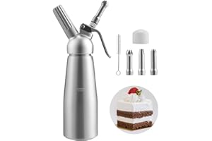 SWANEW Sahnespender Aluminium, 500ml Sahnesyphon mit 3 Edelstahl Deko-Düsen, Profi Schlagsahnebereiter, Verwendet Standard N2O Sahnekapseln(Nicht Enthalten)