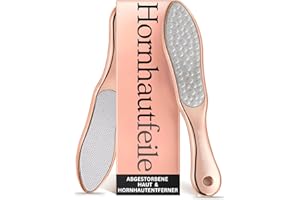 Râpe Pied pour Peau Dure - Lime Métal pour Pieds pour Soin des Pieds Professionnel 2 en 1 pour Enlever la Peau Sèche des Pieds, Outil de Pédicure en Acier Inoxydable de Lily England, Or Rosé