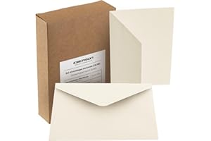 ‎EMERSON Emerson Briefumschläge bunte postkarten blanko C6 (50 Stück) Kuvert, blanko karten zum selbstgestalten, Grußkarten - 120g 114x162 mm, mit beiliegenden gefalteten Karten 250g 105x148 mm - Cremeweiß