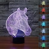 3D Pferd Glühen LED Lampe 7 Farben erstaunliche optische Täuschung Art Skulptur Ferneinstellung Lichter produziert einzigartige Lichteffekte und 3D-Visualisierung für Home Decor-kreative Geschenk