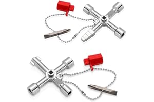 mizikuu Clé à 4 Voies, 2 Pièces Clé Universelle Clé Triangle Carrée Clé Alliage De Zinc Clé Utilitaire Multifonction Clé en Croix Universelle pour Compteurs d'Eau Et d'Électricité, Radiateurs, Argent