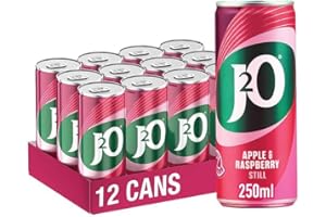 J2O Fruit Juice, Apple and Raspberry, 250ml Cans (Pack of 12)