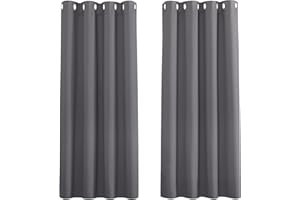 PONY DANCE zasłony termiczne - zasłony zaciemniające z oczkami, izolacja akustyczna, dla dzieci/dorosłych, 132 x 158 cm, szare, 2 panele