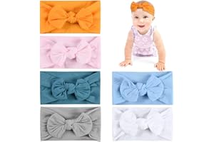 Aolso Bandeaux pour bébé fille, 6Pcs Bandeaux Pour Bébé, Bandeaux pour nouveau-né, nœuds Pour Bébé fille, Bandeaux et nœuds pour tout-petits, Accessoires pour cheveux d'enfant