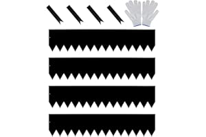JonesHouseDeco 4-Pack Galvanized Lawn Edging Border 1m L x 30.5cm H w/Black Powder Coating Steel Landscape Edging - Hammer-in 16-Gauge Metal Decor Edging (4M Length Total) w/ 5 Clips & Gloves