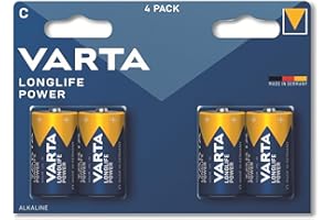 VARTA Batterien C Baby, 4 Stück, Longlife Power, Alkaline, 1,5V, ideal für Spielzeug, Funkmaus, Taschenlampen, Made in Germany