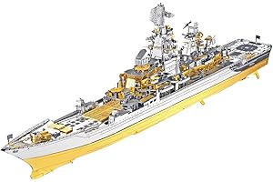 Piececool Puzzle 3D en Metal pour Adulte -Russian Battlecruiser Pyotr Velikiy 3D Kits de Modèles de Navires en DIY Métal Découpés au Laser Puzzles pour Adultes 270pcs