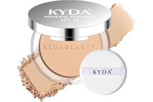 KYDA Mineral Powder SPF 35, 4-in-1 Pressed Mineral Powder, Matte Setting Powder with Concealer and Foundation, Lightweight Flawless Coverage, Skin Care Formula, Medium
