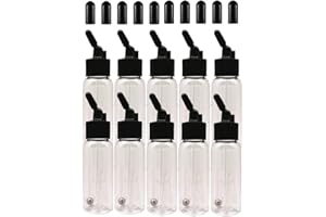 ABEST Confezione da 10 bottiglie in plastica per aerografo da 30 ml con tappi per aerografo ad alimentazione tramite aspirazione a doppia azione