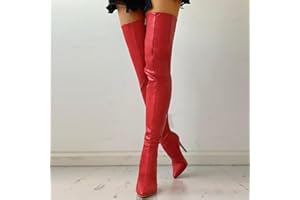 ZXCN Noire Sexy sur Les Bottes du Genou Femmes Talons Hauts Chaussures Dames Cuisse Haute Bottes Printemps Cuir Longue Bottes Femelles Chaussures