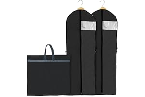 YoniYa 2PCS Copriabiti Antipolvere 180 * 60cm,Borsa Porta Copripolvere Traspirante per Abiti da Sera Lunghi Costumi da Sposa (Nero)