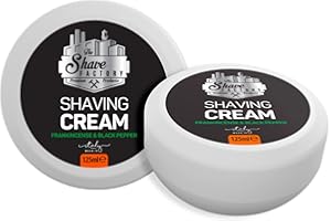 The Shave Factory Shaving Cream Soap - Najlepsze mydło do golenia dla gładkiego i zadbanego golenia - wysokiej jakości składniki i luksusowy zapach 125 ml (kadzidło i czarny pieprz)
