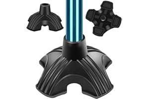 supregear Wytrzymałe gumowe tuleje do kijków do chodzenia, 19 mm, samodzielna podstawa poczwórna do przesuniętych quadów lub statywów, antypoślizgowe, stabilne nóżki zastępcze do składanej laski,