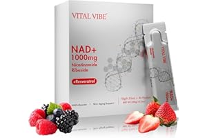VITAL VIBE 1000mg Liposomal NAD+ Liquid - Ultra High Absorption Liquid NAD+ Supplement - Nicotinamide Riboside Alternative - for Skin Aging Support, Energy and Focus - 30 Sticks (1 Month Supply)