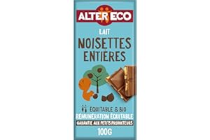 ALTER ECO - Chocolat Lait Noisettes Entières - Bio & Équitable - Origine Pérou - 100 g (L'emballage peut varier)