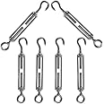 Rshuhx M5 Turnbuckle Wire Tensioner 304 Stainless Steel Adjustable Turnbuckle Hook and Eye Rope Cable Tension for Rope Tightener Garden Wire ClotheslineTensioner Heavy Duty Sun Shade Sail Fixing 6pcs