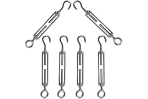 Rshuhx M5 Tenditore Corda Tensione Acciaio Inox 304 Gancio & Occhio Tenditore Fune Tension Gancio Regolabile del Tenditore Per Regolare i Cavi Delle Funi Tendalino 6PCS