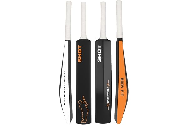 Bodyfit Shot Cricket Bat Plastic Full Size Cricket Bat Lightweight Fiber, Hard Plastic, Anti-Slip Grip Ideal for Adults, Kids, Practice (Floro Orange)
