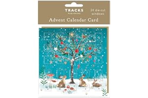 TRACKS PUBLISHING Traditional Advent Calendar Card - Rabbits Under Xmas Tree - No Chocolate