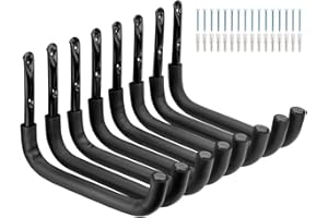 PiPaFox Crochet de rangement de garage robuste, crochets d’échelle muraux de 8 packs avec bras jumbo de 32,5 cm, crochets de garage pour vélo, chaise pliante, articles en vrac