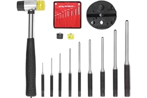 FOUF Lot de 9 Poinçons à Goupilles Cylindriques, Outils de Réparation Portables pour Enlever les Poinçons D'armurier, Ensemble de Poinçons à Ressort en Acier avec Support pour Automobile, Réparation