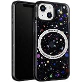 Coverzone İPhone 13-14 ile Uyumlu Animasyonlu Kablosuz Şarj Destekli Şeffaf Telefon Kılıfı,Konfeti Desen, Darbe Emici K&ouml;şe,Ka