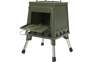 BATHRENA Zeltkocher, Raketenofen Outdoor| Grün | Tragbarer Holzofen für Camping, Outdoor, Zeltheizung, Camping, Zeltkocher, Mini Holzofen zum Kochen und Heizen mit 16 Entlüftungen (Grün)