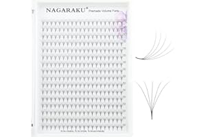 NAGARAKU Gotowe Wentylatory Przedłużanie Rzęs Cienka Spiczasta Podstawa Objętość Ostra Wąska łodyga Mieszane Klastry Rosyjski Puszysty Matowy Czarny 320 Wentylatorów 5D 0.07 mm D curl 10mm