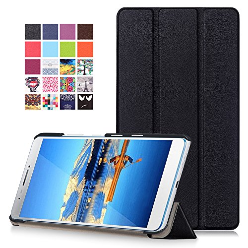 Lenovo Tab3 7 Plus Hülle - Ultra Dünn und Leicht PU Leder Schutzhülle mit Standfunktion für Lenovo Tab3 7 Plus 7.0 Zoll Tablet 2016 Release, Schwarz (Nicht für Lenovo Tab3 7 Tablet)