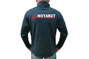 FEUER1 SmartSoftshelljacke navy, NOTARZT mit roter EKG-Linie