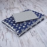 Amilian® Baby Bettwäsche Design: Anker GROß blau Größe 100x135 cm (40x60 cm) Bettset Kinderbettwäsche