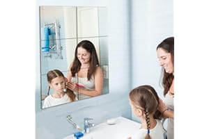 Larber 6 Pezzi Specchio Adesivo da Parete,20 x 20 cm Specchi Adesivi da Parete Non di Vetro,Specchio Adesivo Muro Acrilico per Armadio,Porta,Camera da Letto