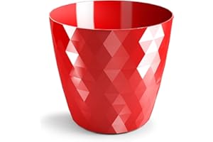 B2C Flowerpot Round Plastic plant pot Crystal Modern Decorative Small Medium Large 7 sizes 9 coolours (Red, 12 cm)