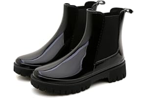 Rumkok Gummistiefel Damen Kurz, Wasserdichte Original Grundlegend Regenstiefel, Anti-Rutsch Gummistiefel im Freien Wasserdichter Gummistiefeletten Atmungsaktiv Gumischtifel Gartenstiefel