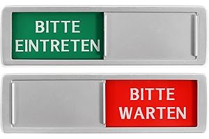 PROMESSA-DESIGN Bitte EINTRETEN - Bitte WARTEN Schild XL - Schiebeschilder frei besetzt - Klebeschild - 17,5 x 5 x 0,7 cm - Montage: 3M Klebefläche - Schilder mit Schiebefunktion.