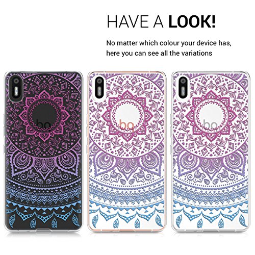 kwmobile Funda para bq Aquaris X5 - Carcasa de  TPU  para m  vil y dise  o de Sol hind   en  Azul Rosa Fucsia Transparente 