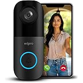 wipro Smart Wi-Fi Video Doorbell Pro | 3 MP 1296p Full HD Camera with Night Vision | Instant Visitor Video Call on Mobile | I
