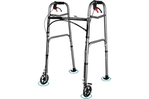 EOSPRIM Deambulatore ultraleggero pieghevole，Deambulatore con freni,Girello per anziani, Deambulatori per anziani da interno, Deambulatore ultraleggero pieghevole, Deambulatore per anziani (Grigio Ferro)