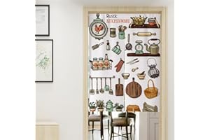 Oduo Giapponese Noren Tenda per Porta in Lino, Stile Cinese Stampa Stoviglie Divisorie Lunga Tappezzeria Giapponese della Porta Tenda per Decorazione Porta Finestra Cucina (Condimento,85x180cm)