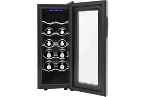 Hurrylying 12 flaskor vinkylskåp, vinklimat skåp, LED-display och intuitiv pekpanel, det finns fem hyllor, familj, kontor, hotell, bar, klubb, 55 %-75 % kylområde