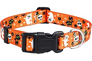 Mihqy Halloween Dog Collar, Adjustable, Soft and Comfortable Dog Collar for Small, Medium, Large Dogs, Puppies, Cats (Halloween, M