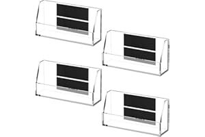 Beeveer 4 Pcs Acrylic Magnetic Business Card Holder Clear Plastic Business Card Display Stand Plastic Wall Mount Name Holder for Office Desk Home