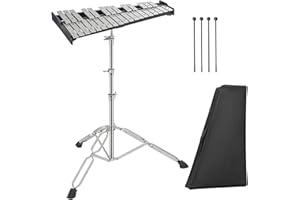 OUUTMEE Xylophone Glockenspiel à 32 Notes Pliable avec support Réglable en Hauteur, Glockenspiel avec 4 Maillets et Un Sac de Transport pour Enfants et Adultes, Instrument de Percussion Professionnel